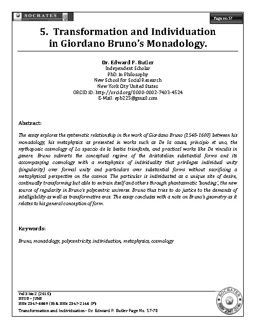 Transformation and Individuation in Giordano Bruno’s Monadology
