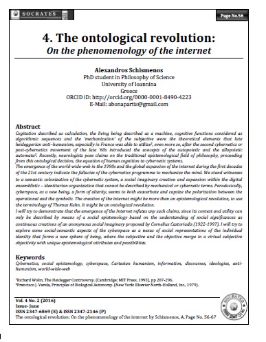 The ontological revolution: On the phenomenology of the internet