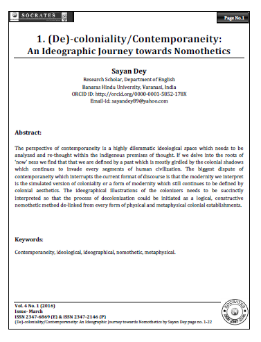 (De)-coloniality/Contemporaneity:  An Ideographic Journey towards Nomothetics