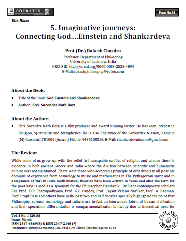 Imaginative journeys:  Connecting God....Einstein and Shankardeva