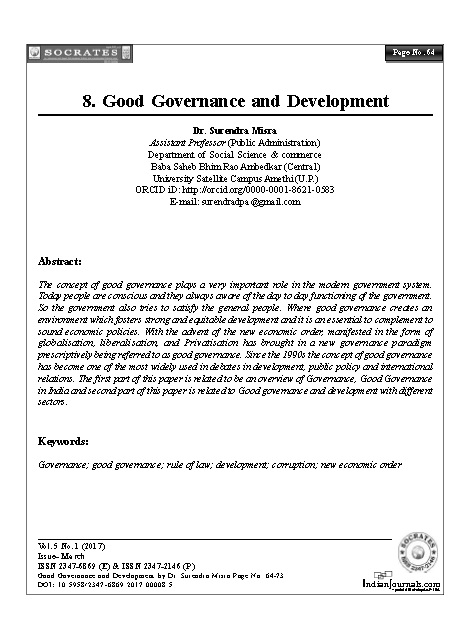 Good Governance and Development