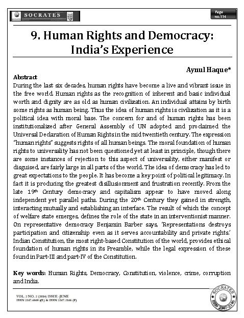 Human Rights and Democracy: India’s Experience