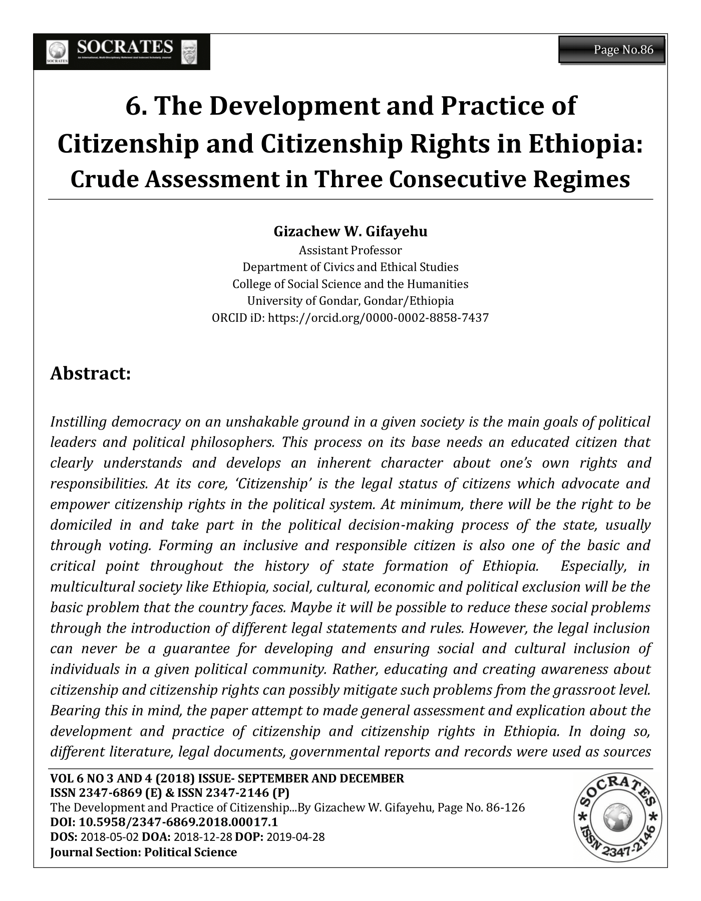 Cover of  The Development and Practice of Citizenship and Citizenship Rights in Ethiopia