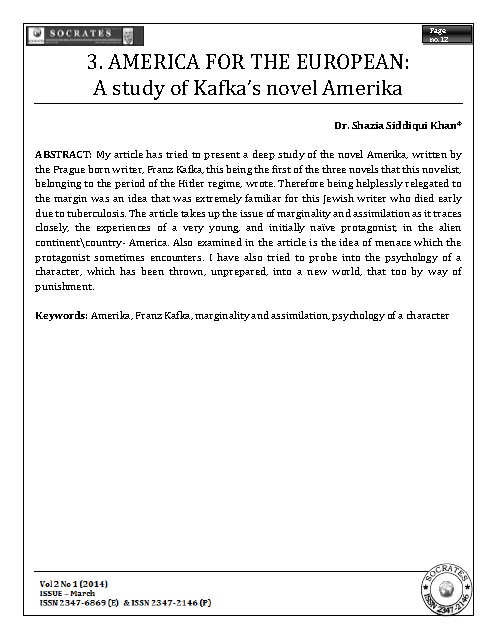 AMERICA FOR THE EUROPEAN: A study of Kafka’s novel Amerika