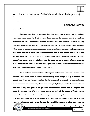 Water conservation & the National Water Policy (2012)