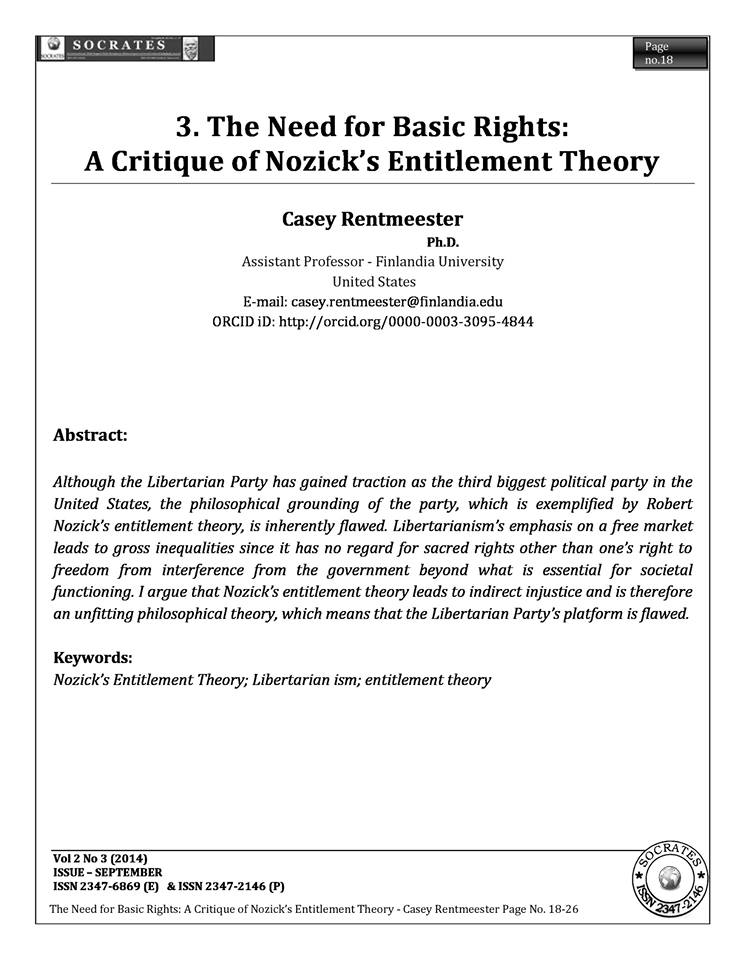 The Need for Basic Rights: A Critique of Nozick’s Entitlement Theory