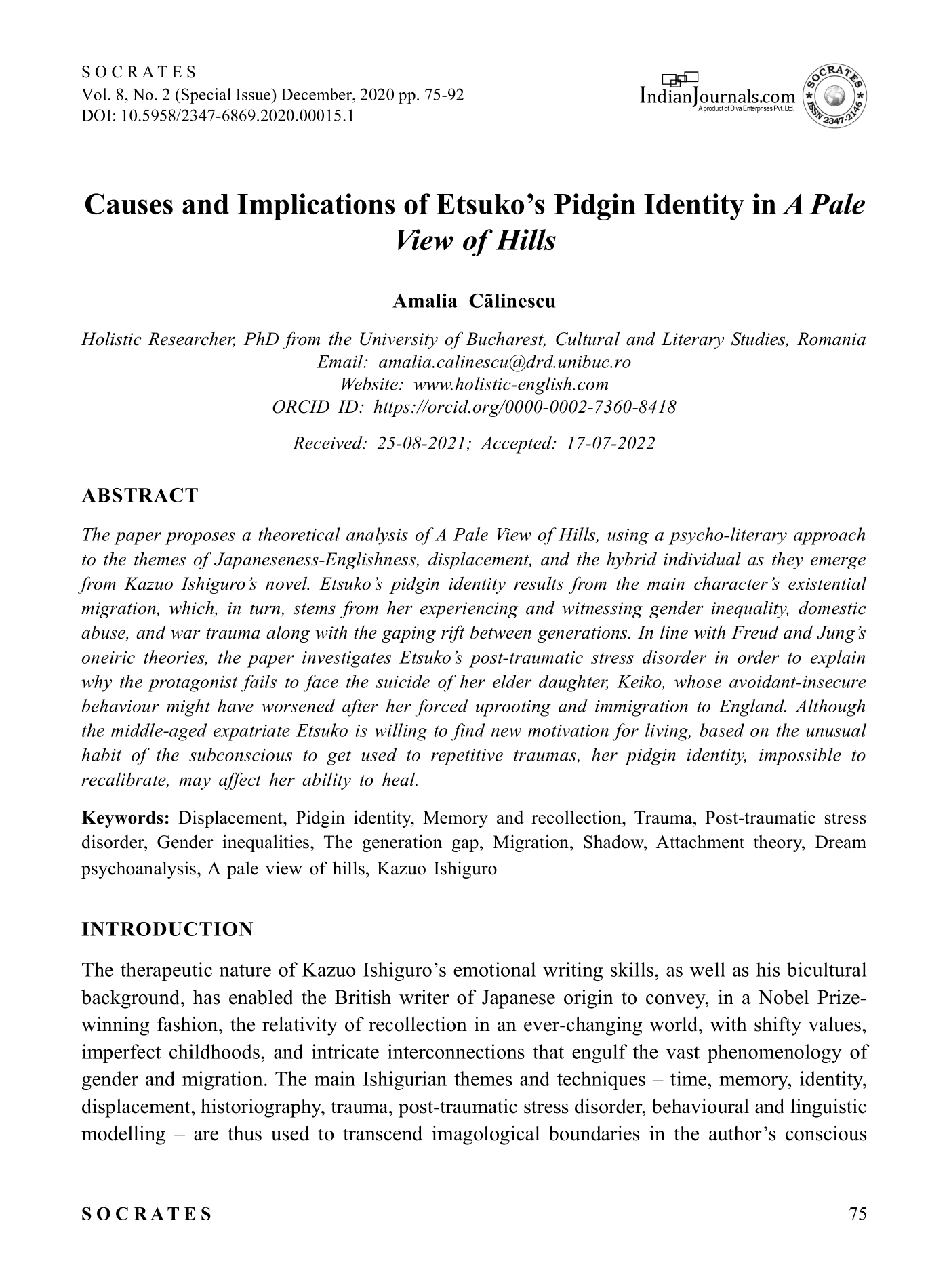  Settings Causes and Implications of Etsuko’s Pidgin Identity in A Pale View of Hills