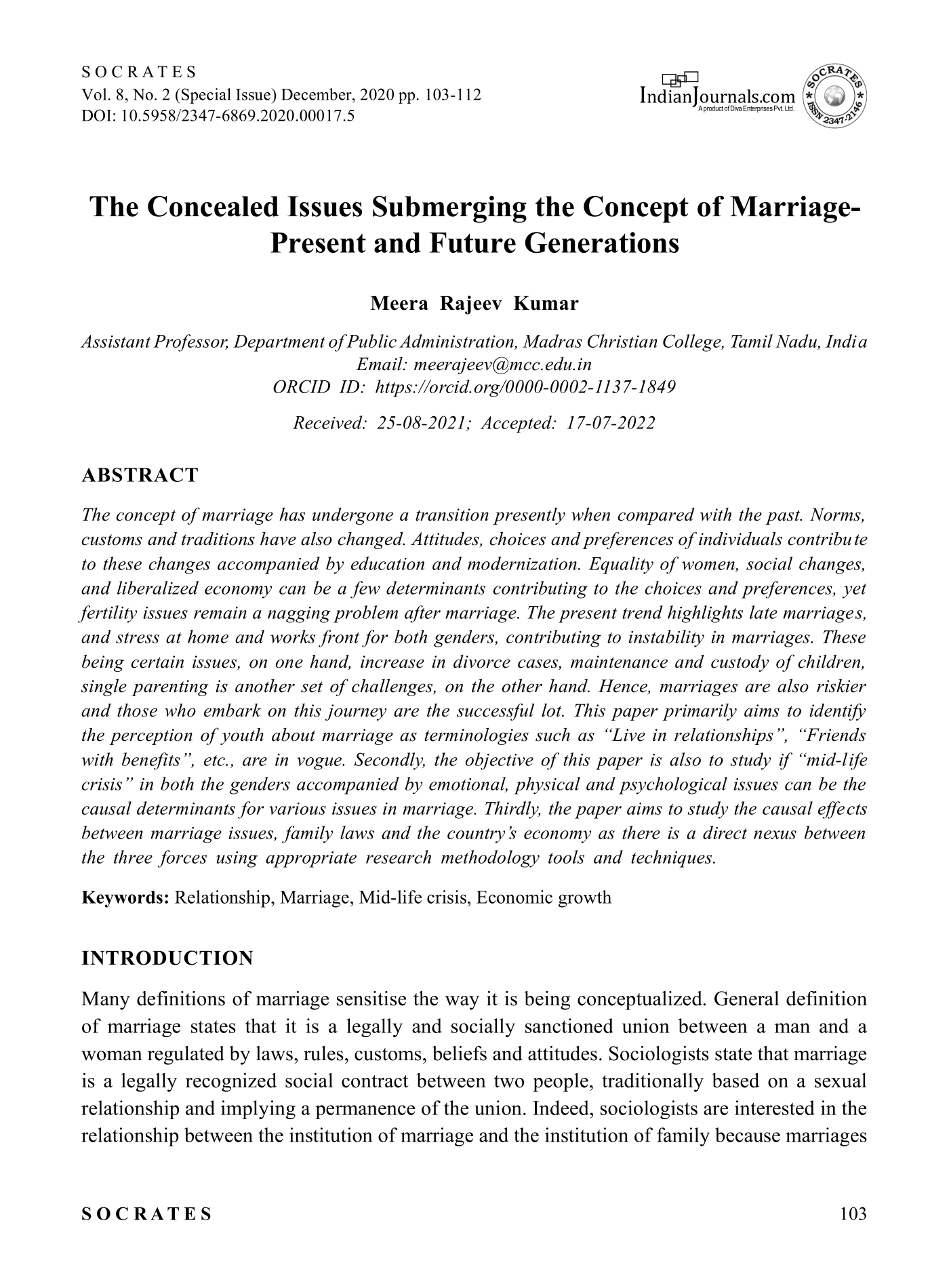  Settings The concealed issues submerging the concept of marriage 